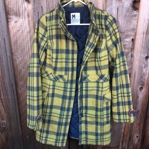 Plaide Puke Green & Navy Blue Pea-Coat